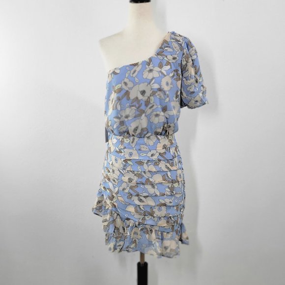 ASTR The Label one sleeve tulip skirt mini dress Sz L NEW - Picture 2 of 9